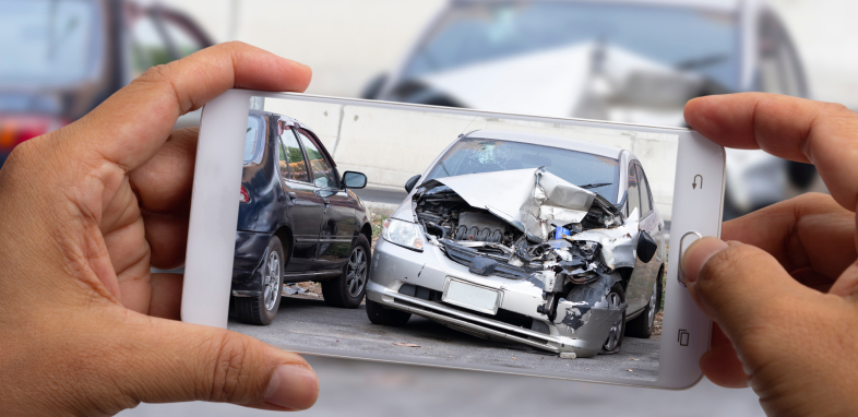 A vehicle crashed head-on, symbolizing head-on collision claims."